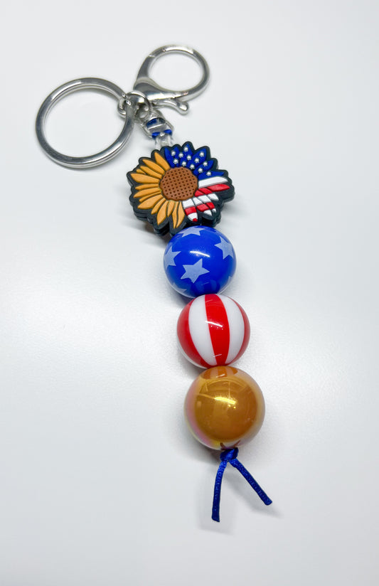 Patriotic sunflower keychain